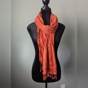 Lightweight Rust Scarf Soft Material With Tassels